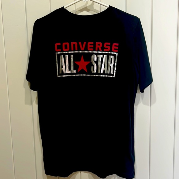 Converse All Star⭐️ Black T-Shirt wMetallic Logo. Boys XL - Picture 1 of 5
